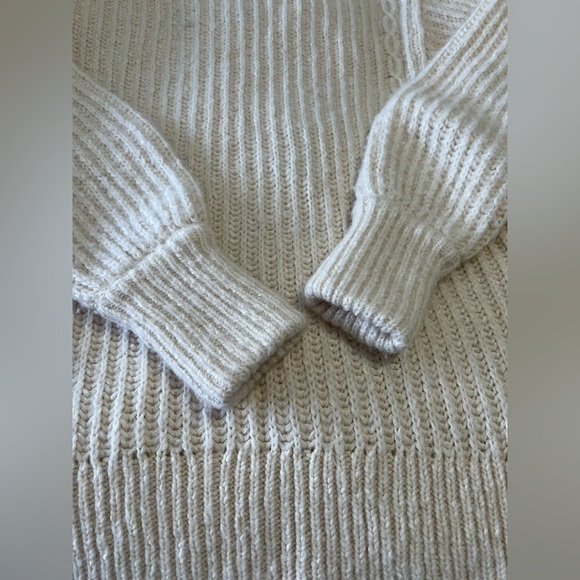 ANTHROPOLOGIE Pilcro Chunky Knit Zip Up Sweater Jacket Size Oversized Cream XS. - Picture 12 of 12